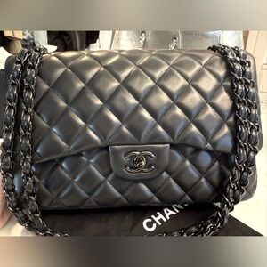 Chanel Jumbo SO BLACK Lambskin Classic Double Flap